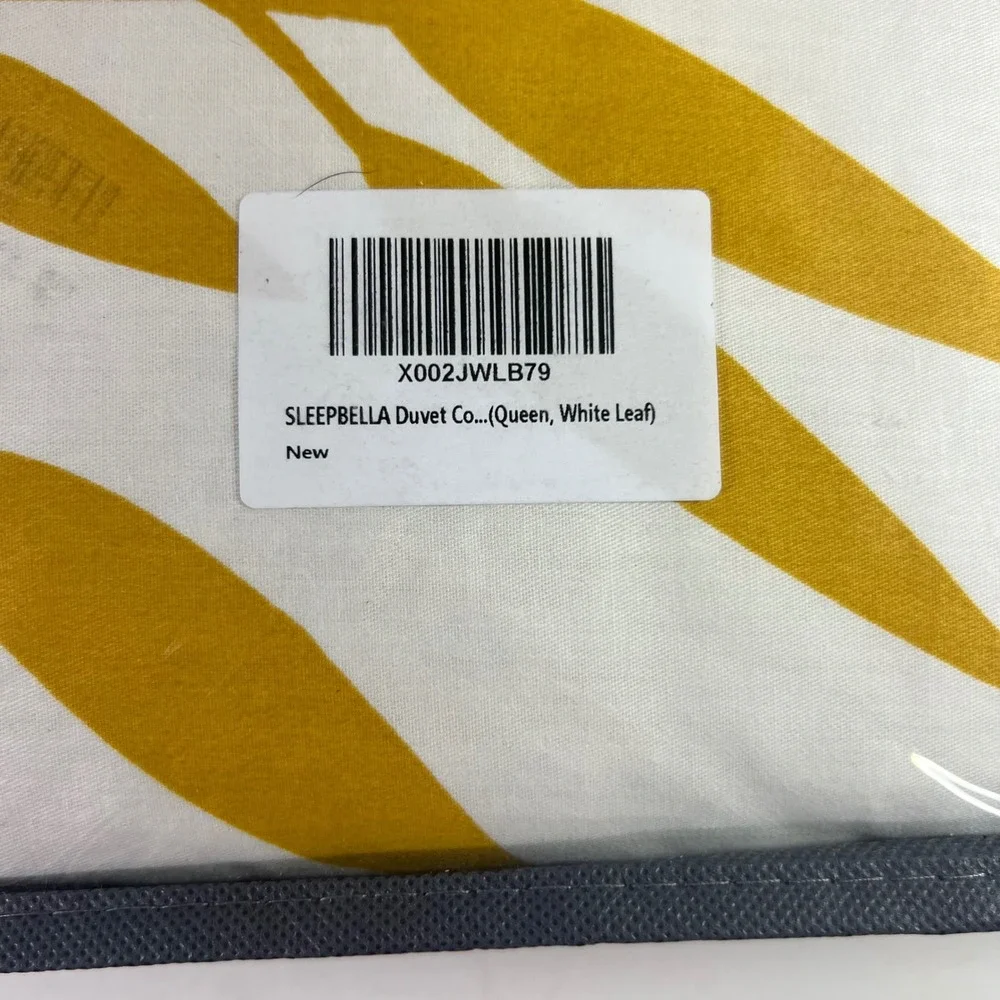 Sleepbella Duvet Cover Queen White Leaf Pattern NIP Reversible Design